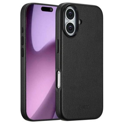 ACCEZZ  Coque arri&egrave;re en cuir avec MagSafe Apple iPhone 17 - Onyx Black