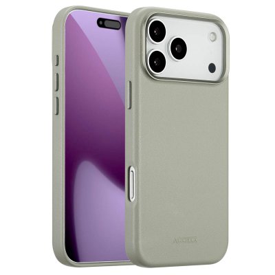 ACCEZZ  Coque arri&egrave;re en cuir avec MagSafe Apple iPhone 17 Pro Max - Light Grey
