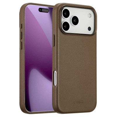 ACCEZZ  Coque arri&egrave;re en cuir avec MagSafe Apple iPhone 17 Pro Max - Marron caf&eacute;