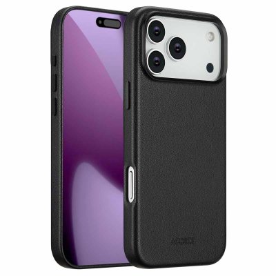 ACCEZZ  Coque arri&egrave;re en cuir avec MagSafe Apple iPhone 17 Pro Max - Onyx Black