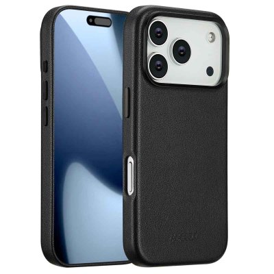 ACCEZZ  Coque arri&egrave;re en cuir avec MagSafe Apple iPhone 17 Pro - Onyx Black