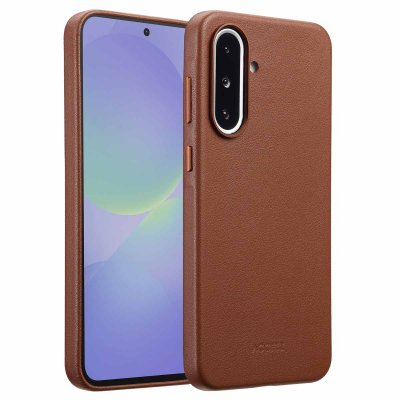 ACCEZZ  Coque arri&egrave;re en cuir avec MagSafe Samsung Galaxy A36 / A56 - Marron caf&eacute;