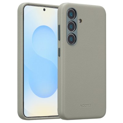ACCEZZ  Coque arri&egrave;re en cuir avec MagSafe Samsung Galaxy S25 - Light Grey