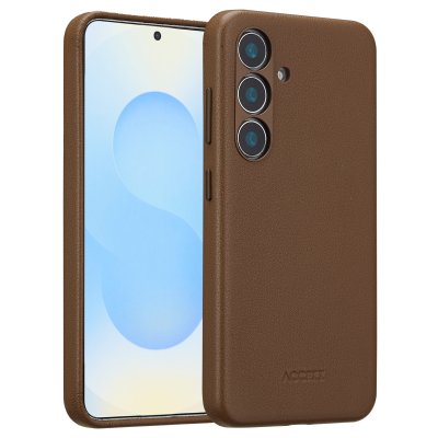 ACCEZZ  Coque arri&egrave;re en cuir avec MagSafe Samsung Galaxy S25 - Marron caf&eacute;