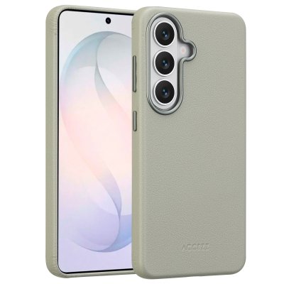 ACCEZZ  Coque arri&egrave;re en cuir avec MagSafe Samsung Galaxy S26 - Light Grey