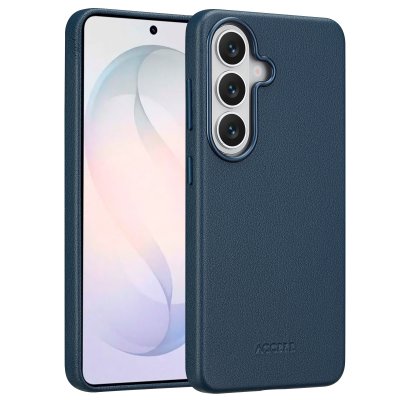 ACCEZZ  Coque arri&egrave;re en cuir avec MagSafe Samsung Galaxy S26 - Nightfall Blue