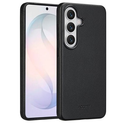 ACCEZZ  Coque arri&egrave;re en cuir avec MagSafe Samsung Galaxy S26 - Onyx Black
