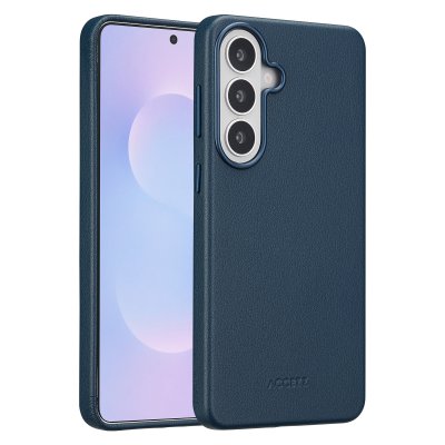 ACCEZZ  Coque arri&egrave;re en cuir avec MagSafe Samsung Galaxy S26 Plus - Nightfall Blue