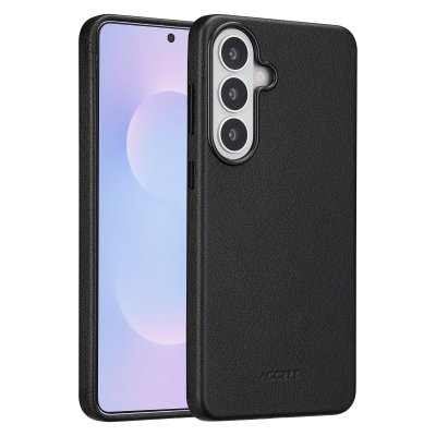 ACCEZZ  Coque arri&egrave;re en cuir avec MagSafe Samsung Galaxy S26 Plus - Onyx Black