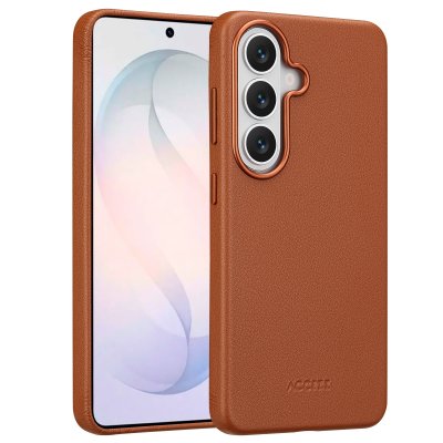 ACCEZZ  Coque arri&egrave;re en cuir avec MagSafe Samsung Galaxy S26 - Sienna Brown