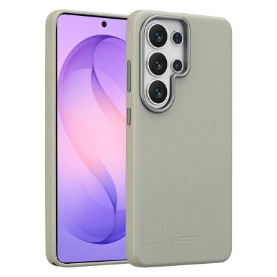ACCEZZ  Coque arri&egrave;re en cuir avec MagSafe Samsung Galaxy S26 Ultra - Light Grey