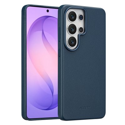 ACCEZZ  Coque arri&egrave;re en cuir avec MagSafe Samsung Galaxy S26 Ultra - Nightfall Blue