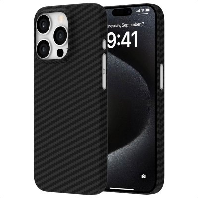 ACCEZZ  Coque Kevlar MagSafe pour Apple iPhone 15 Pro Max - Noir - Neuf