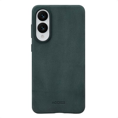 ACCEZZ  Coque MagSafe en cuir vintage Samsung Galaxy S25 Edge - Smokey Green