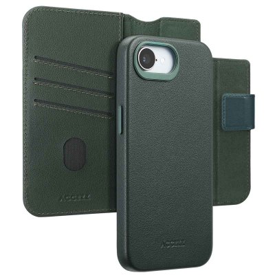 ACCEZZ  &Eacute;tui de t&eacute;lephone portefeuille en cuir 2-en-1 avec MagSafe Apple iPhone 16e - Cedar Green