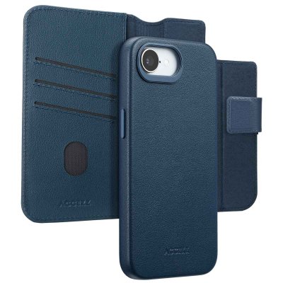 ACCEZZ  &Eacute;tui de t&eacute;lephone portefeuille en cuir 2-en-1 avec MagSafe Apple iPhone 16e - Nightfall Blue