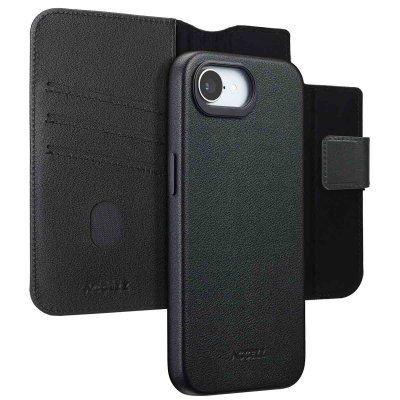 ACCEZZ  &Eacute;tui de t&eacute;lephone portefeuille en cuir 2-en-1 avec MagSafe Apple iPhone 16e - Onyx Black