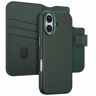 ACCEZZ  &Eacute;tui de t&eacute;lephone portefeuille en cuir 2-en-1 avec MagSafe Apple iPhone 17 - Cedar Green