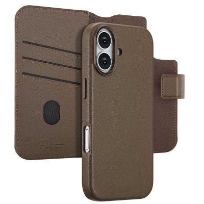 ACCEZZ  &Eacute;tui de t&eacute;lephone portefeuille en cuir 2-en-1 avec MagSafe Apple iPhone 17 - Marron caf&eacute;