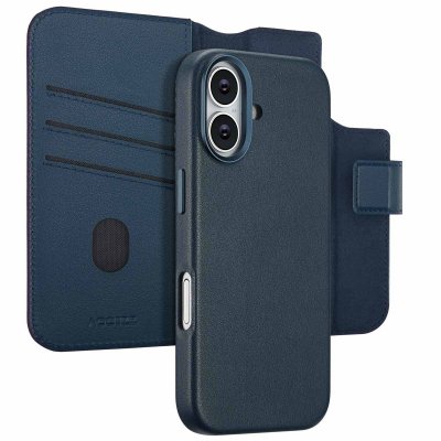 ACCEZZ  &Eacute;tui de t&eacute;lephone portefeuille en cuir 2-en-1 avec MagSafe Apple iPhone 17 - Nightfall Blue