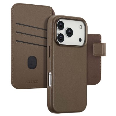 ACCEZZ  &Eacute;tui de t&eacute;lephone portefeuille en cuir 2-en-1 avec MagSafe Apple iPhone 17 Pro - Marron caf&eacute;