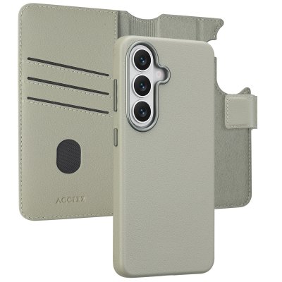 ACCEZZ  &Eacute;tui de t&eacute;lephone portefeuille en cuir 2-en-1 avec MagSafe Samsung Galaxy S26 - Light Grey