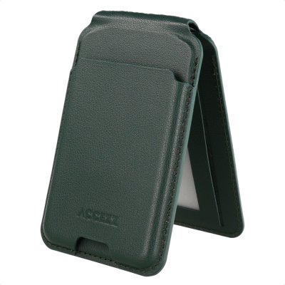 ACCEZZ  Portefeuille en cuir magn&eacute;tique avec support - Compatible avec Apple Find My - Cedar Green
