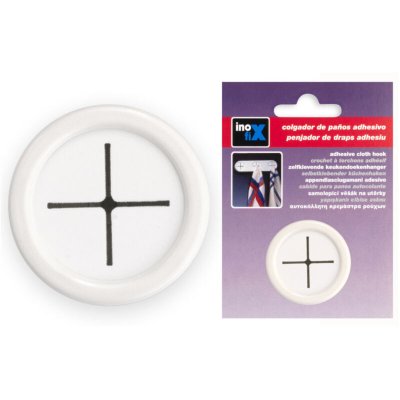 INOFIX Accroche torchon 1 trou adh&eacute;sif blanc en blister  66592