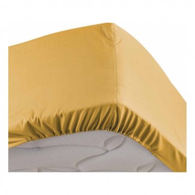 PARIS PRIX Accueil - Drap housse uni - 180 x 200 cm - Percaline - Jaune