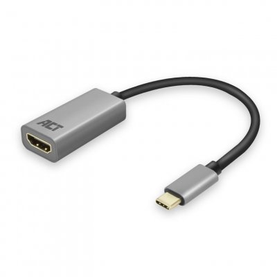 ACT  Adaptateur USB-C vers HDMI 4 K @ 60 Hz, Longueur du c&acirc;ble 0,15 m, bo&icirc;tier en Aluminium
