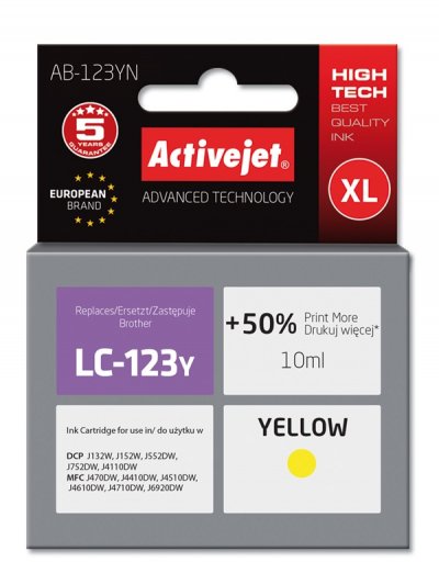 ACTIVEJET Active Jet AB - 123YN LC123Y bro_lc123 Cartouche Jet d'encre