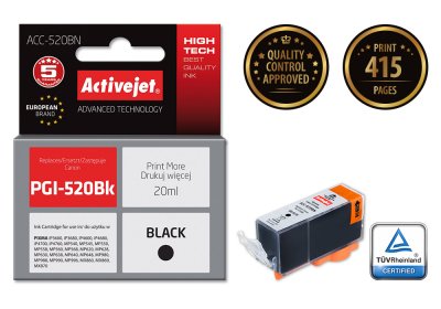ACTIVEJET Active Jet ACC - 520BK pour Canon PGI - 520 Cartouche &agrave; Jet d'encre