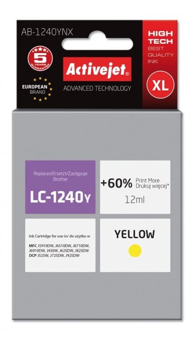 ACTIVEJET  Ab-1240ynx Ink Cartridge Jaune