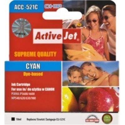 ACTIVEJET  ACC-521CN cartouche d'encre 1 pi&egrave;ce(s) Compatible Rendement &eacute;lev&eacute; (XL) Cyan