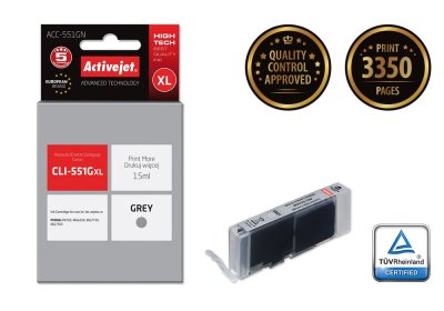 ACTIVEJET  ACC-551GN Cartouche d'encre 1 pi&egrave;ce(s) Compatible Rendement &eacute;lev&eacute; (XL) Gris