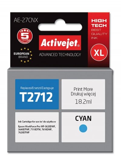 ACTIVEJET  AE-27CNX cartouche d'encre 1 pi&egrave;ce(s) Compatible Rendement &eacute;lev&eacute; (XL) Cyan