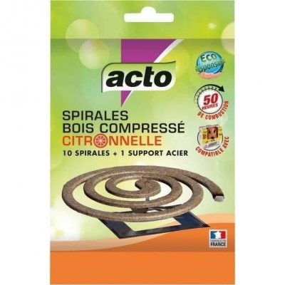ACTO  - Spirale insecticide volants et support- citronnelle - lot de 10