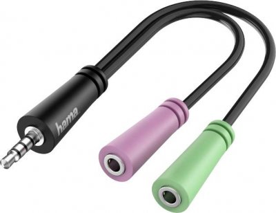 HAMA Adapt. audio, jack m&acirc;le 3,5 mm 4 br. - casque micro jack 3,5 mm 2x 3 br. - Neuf