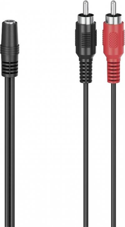 HAMA Adaptateur audio, 2 fiches RCA m&acirc;les - jack st&eacute;r&eacute;o femelle 3,5 mm