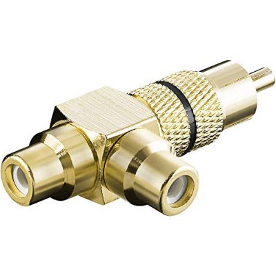 GENERIQUE Adaptateur Cinch Y, M&acirc;le vers 2&nbsp;x Femelle, Version Or, Noir