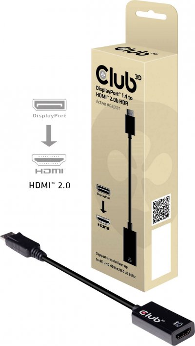 CLUB 3D Adaptateur club3d displayport 1.4 vers hdmi 2.0a hdr