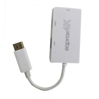 APPROX Adaptateur Displayport vers HDMI/VGA/DVI - 3 en 1 - R&eacute;solution 4K