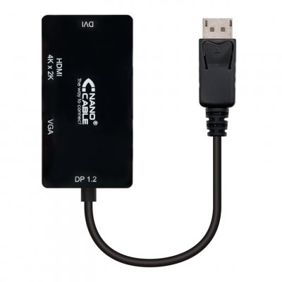 NANOCABLE Adaptateur DisplayPort vers VGA/DVI/HDMI 3 en 1 10.16.3301-BK Noir