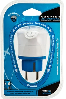 WATT&CO Adaptateur universel vers France et Europe - Bleu et blanc