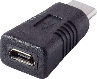 RENKFORCE Adaptateur USB 2.0 rf-usba-11 - [1x USB-C m&acirc;le - 1x USB 2.0 femelle Micro-B] - noir contacts dor&eacute;s