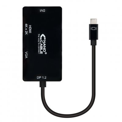 NANOCABLE Adaptateur USB C vers VGA/HDMI/DVI 10.16.4301-BK (10 cm) Noir