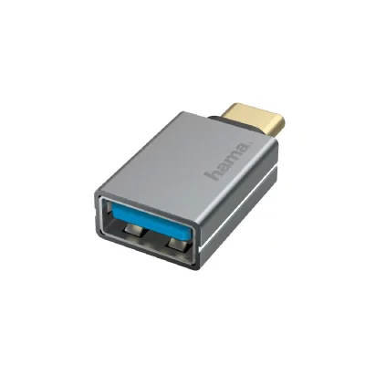 HAMA Adaptateur USB-OTG, f. USB-C - port USB, USB 3.2 Gen1, 5 Gbit/s, alu