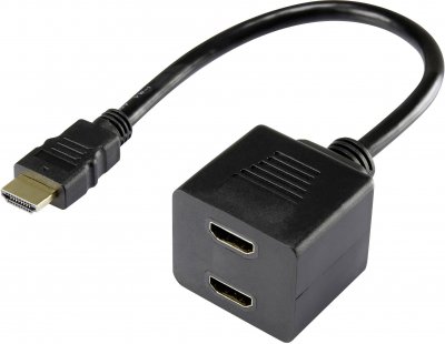 RENKFORCE Adaptateur Y HDMI RF-4212177 [1x HDMI m&acirc;le - 2x HDMI femelle] 20.00 cm noir contacts dor&eacute;s