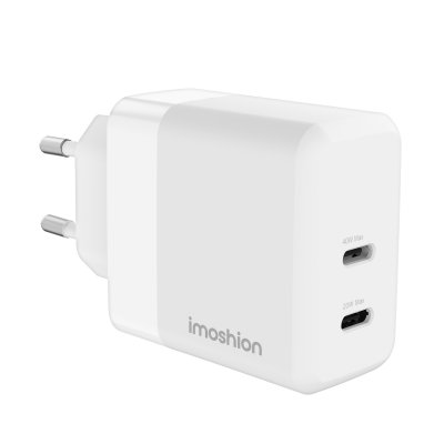IMOSHION Adapteur secteur - Chargeur - 2x USB-C - Power Delivery - 40W - Blanc