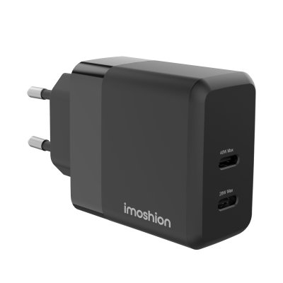 IMOSHION Adapteur secteur - Chargeur - 2x USB-C - Power Delivery - 40W - Noir